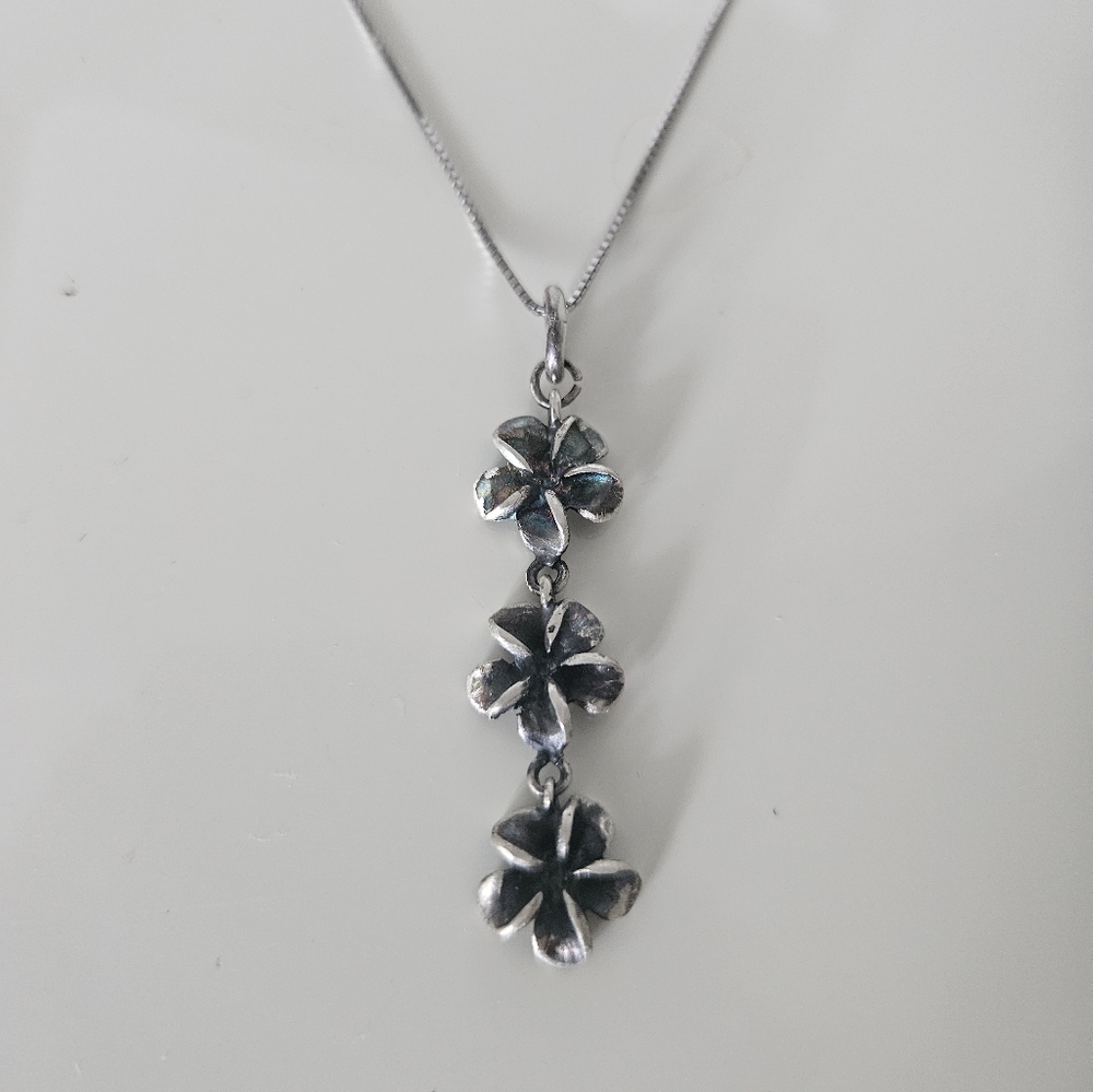 Sterling Silver Plumeria Flower Pendant